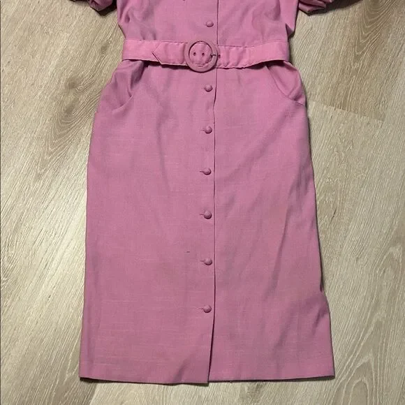 Vintage Sabino Baby Collar Pink Dress with Puffed Sleeves - Picture 5 of 8